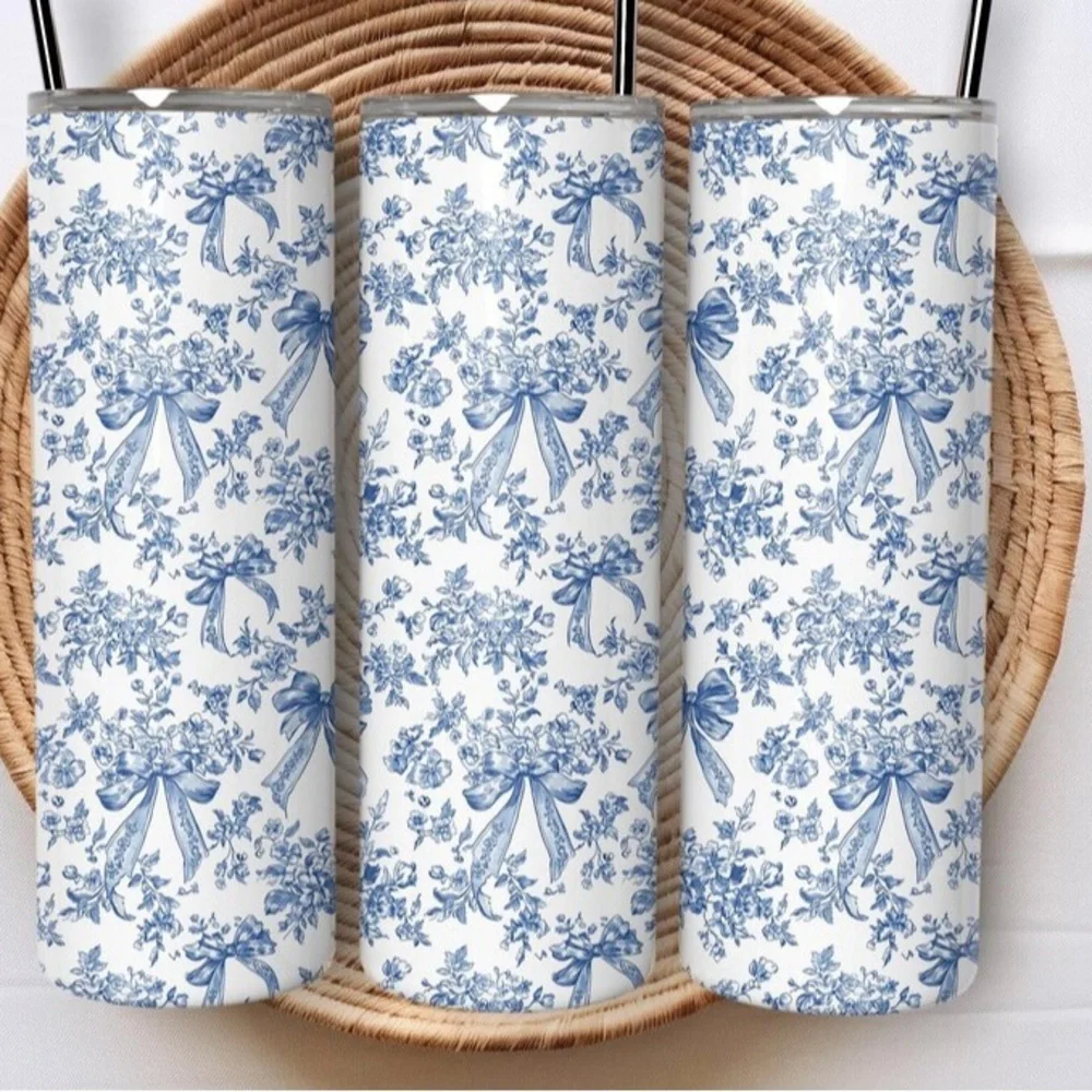 Floral Blue and White Tumblers - Picture 1 of 1